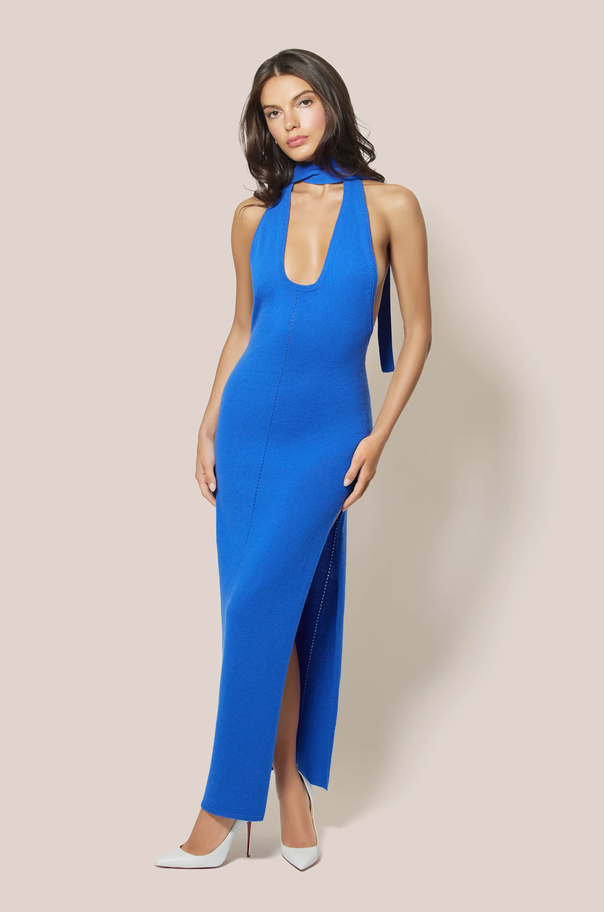 CASHMERE KNIT HALTER DRESS