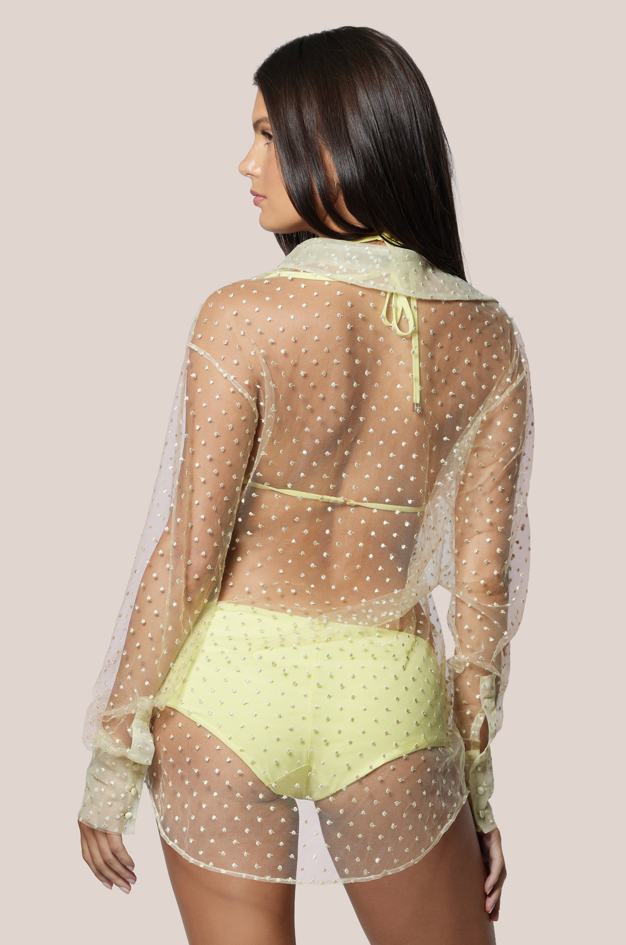 MERCI DOT EMBROIDERY LACE UP TOP - Image 3