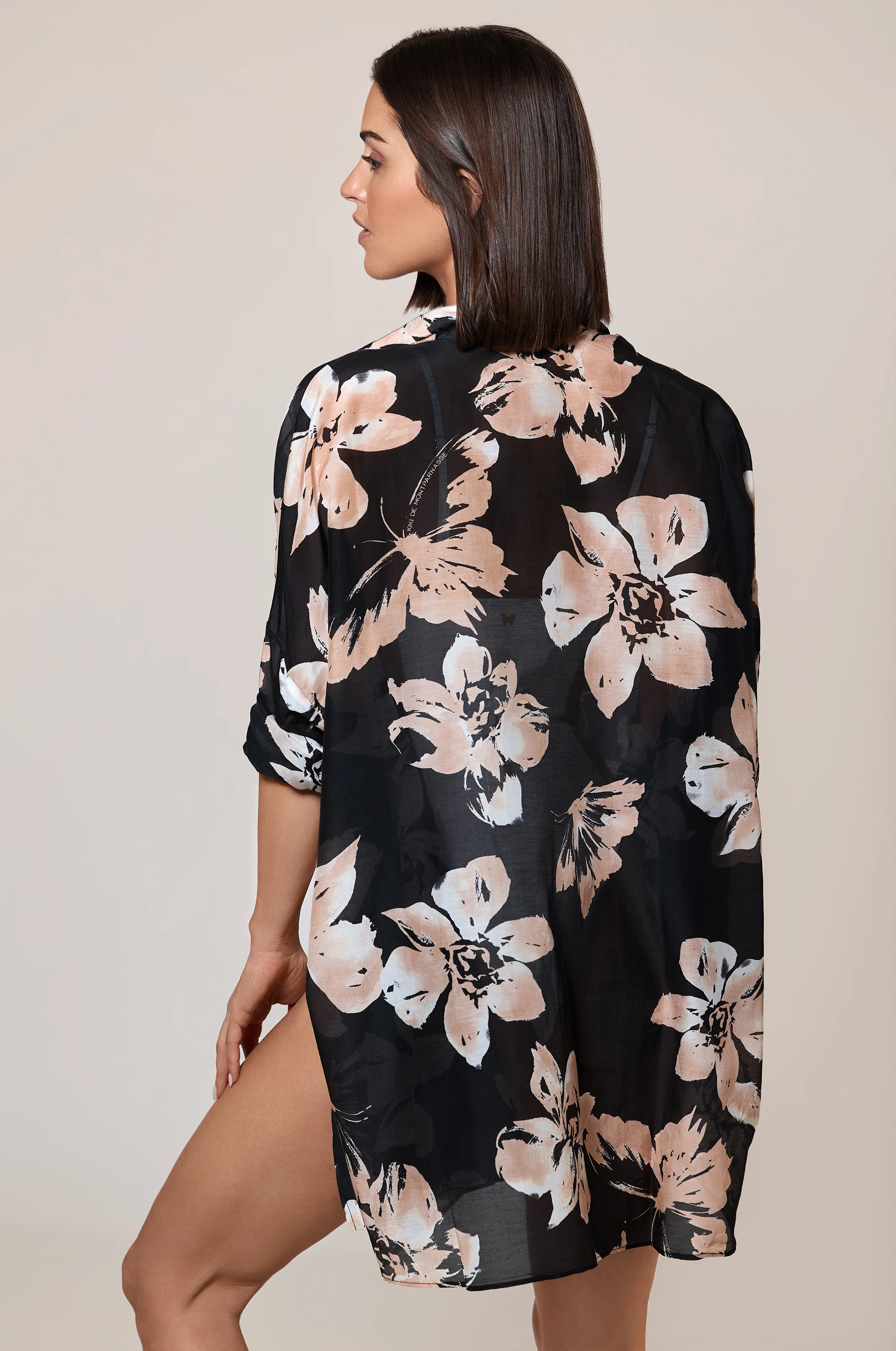 PAPILLON ET ORCHIDEE PRINT OVERSIZED SHIRT - Image 3