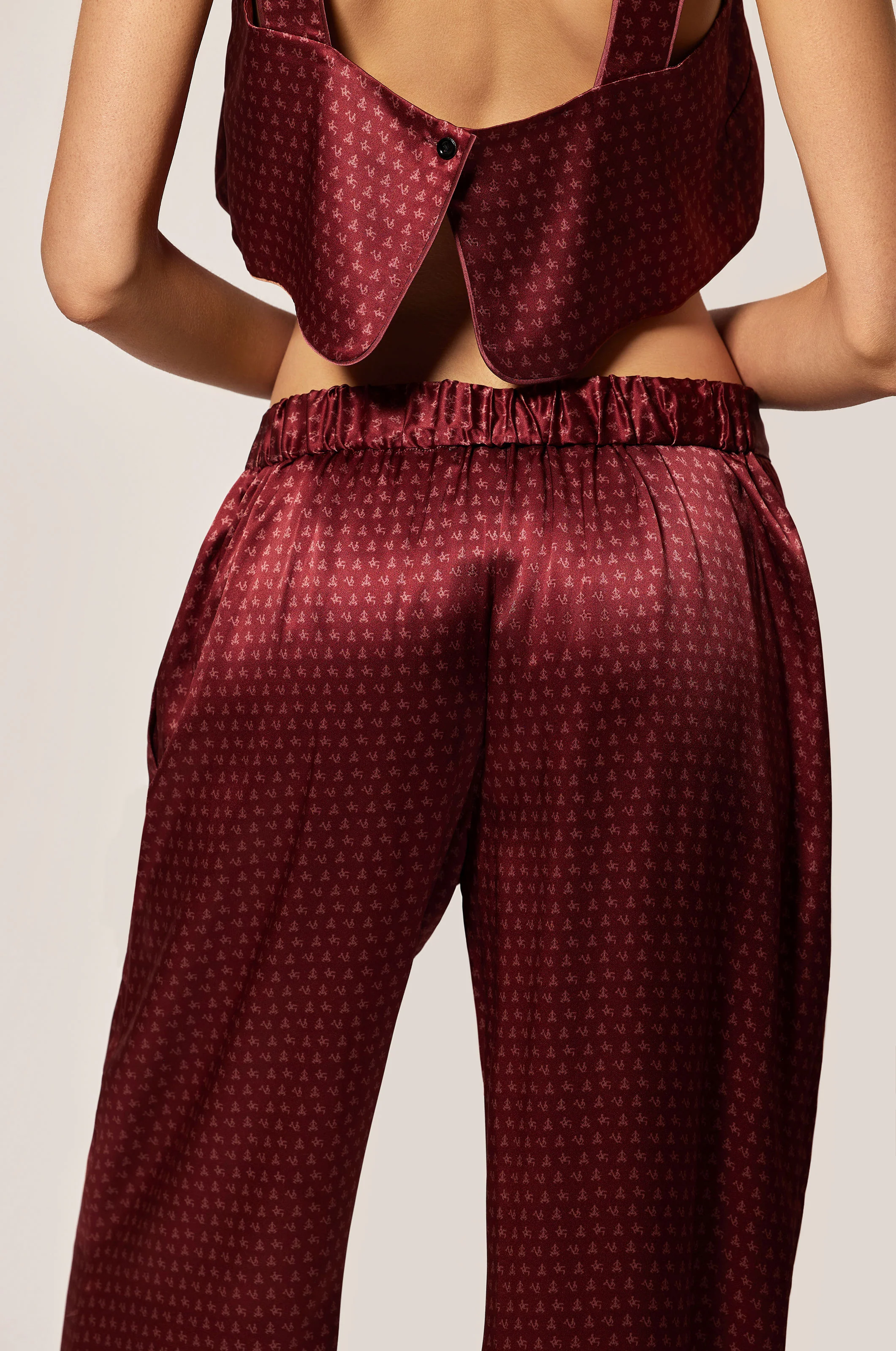 SILK LOUNGE MOI ET TOI TIE UP PAJAMA PANT - Image 2