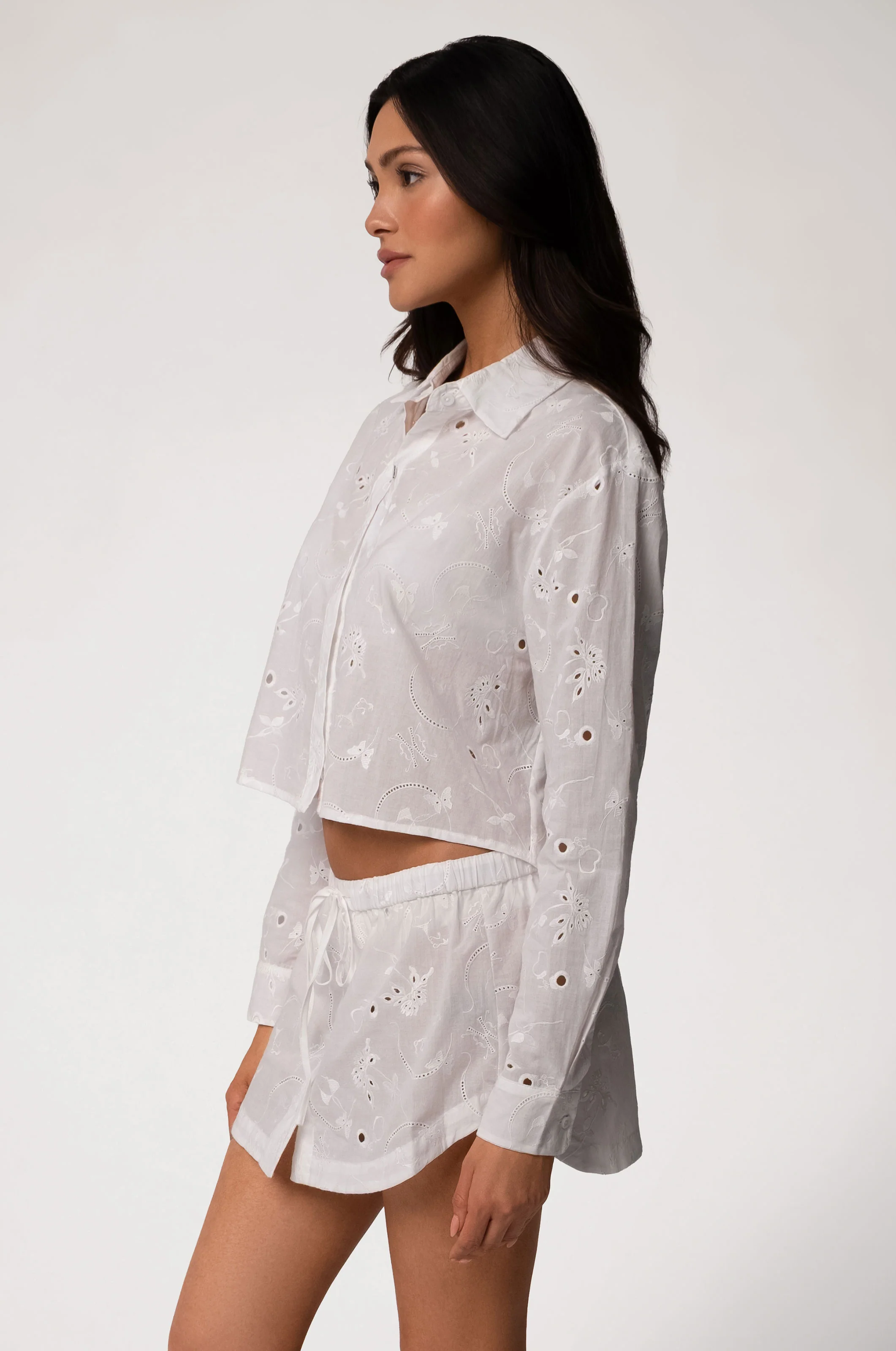 SIMONE COTTON EYELET CROPPED SHIRT - Image 5