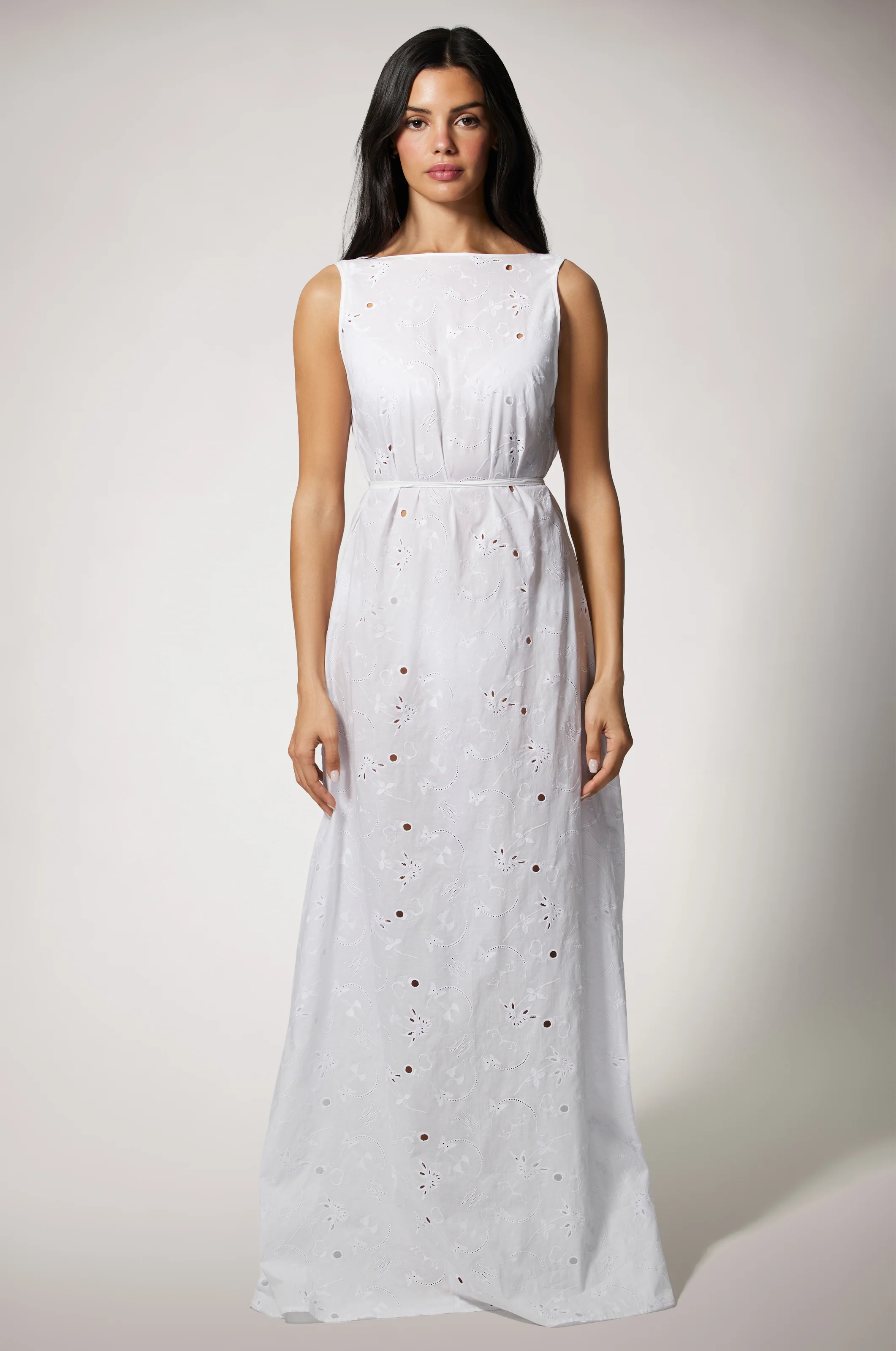 SIMONE COTTON EYELET LONG DRESS