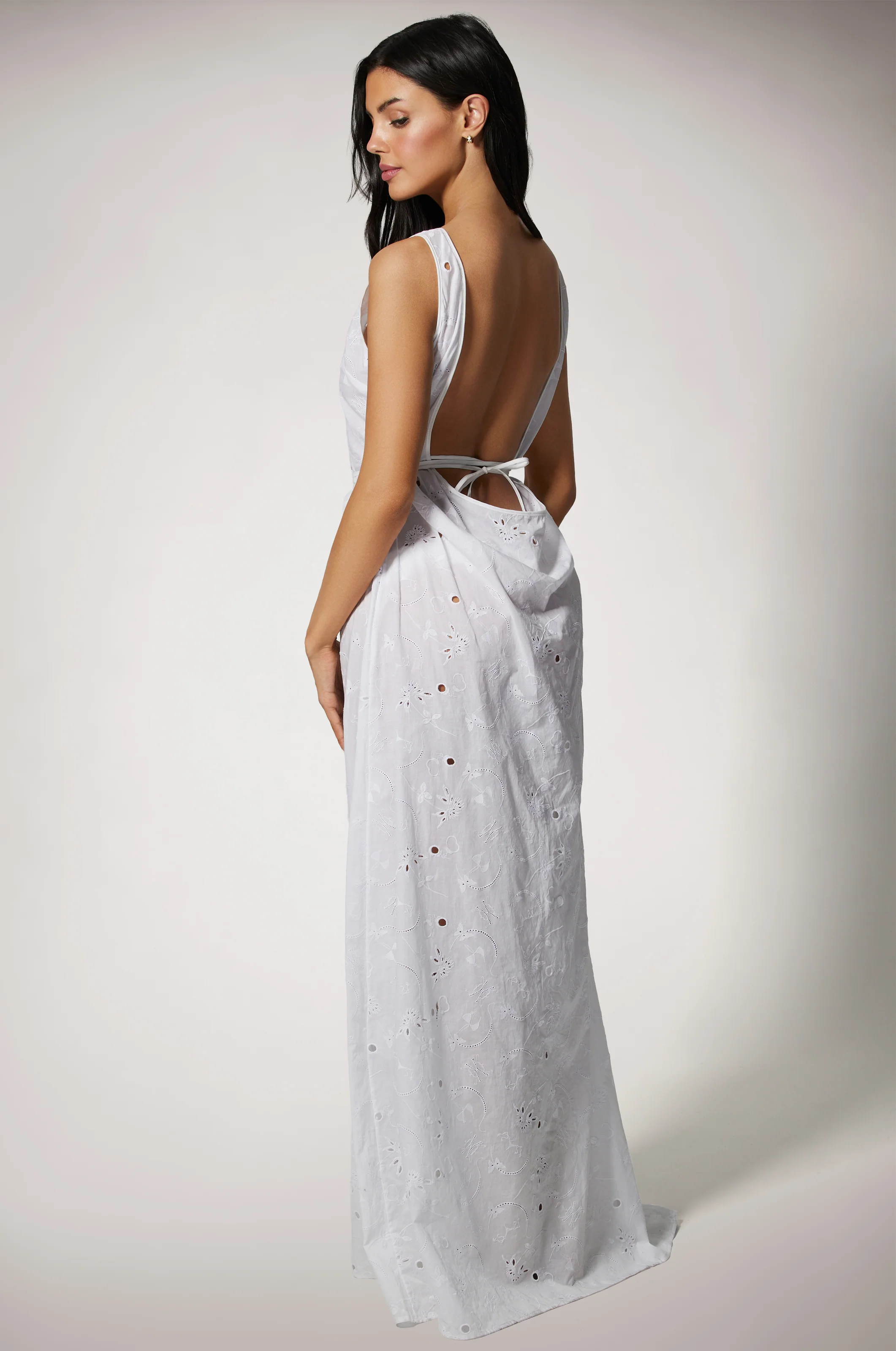 SIMONE COTTON EYELET LONG DRESS - Image 2