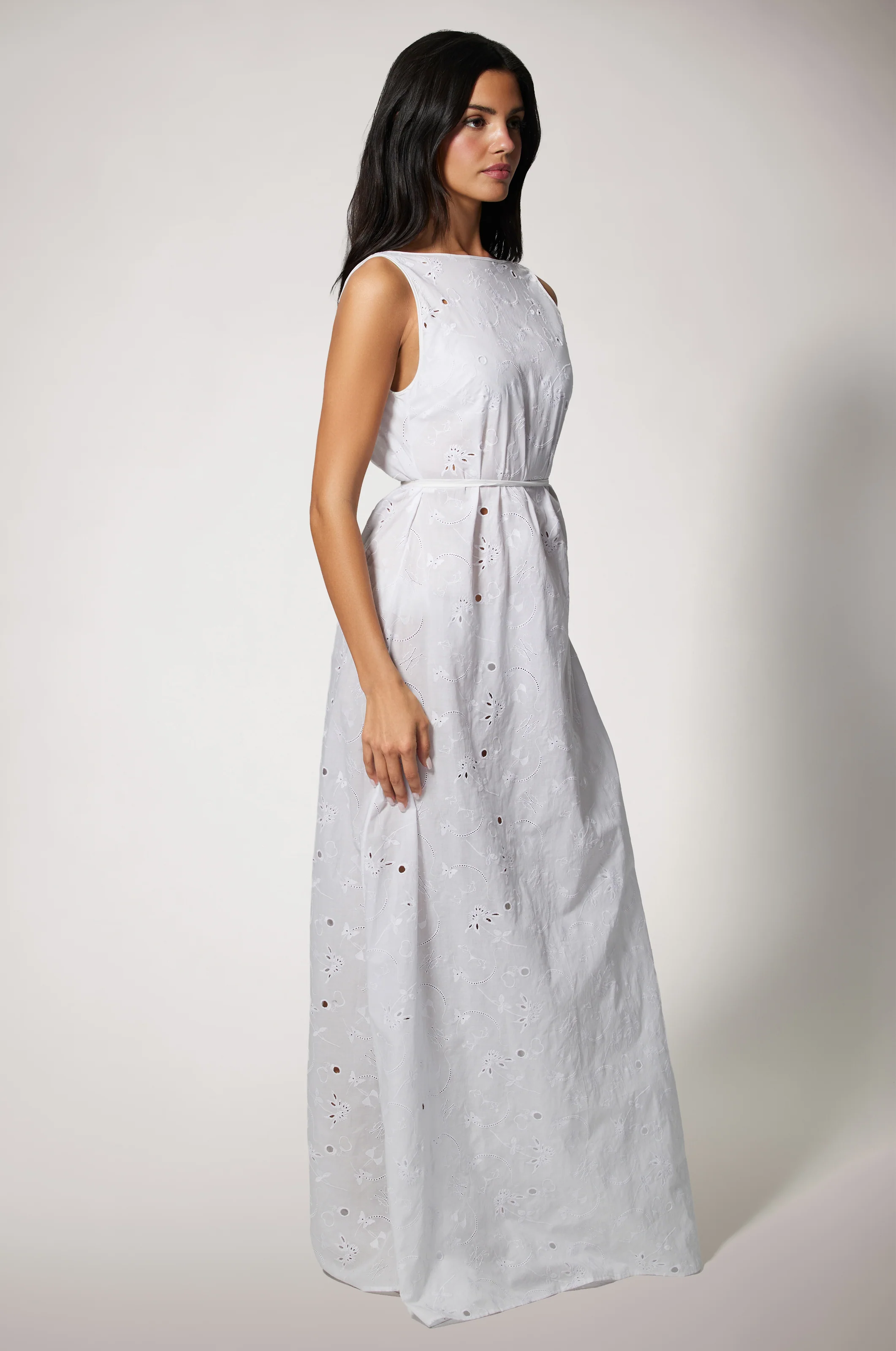 SIMONE COTTON EYELET LONG DRESS - Image 3