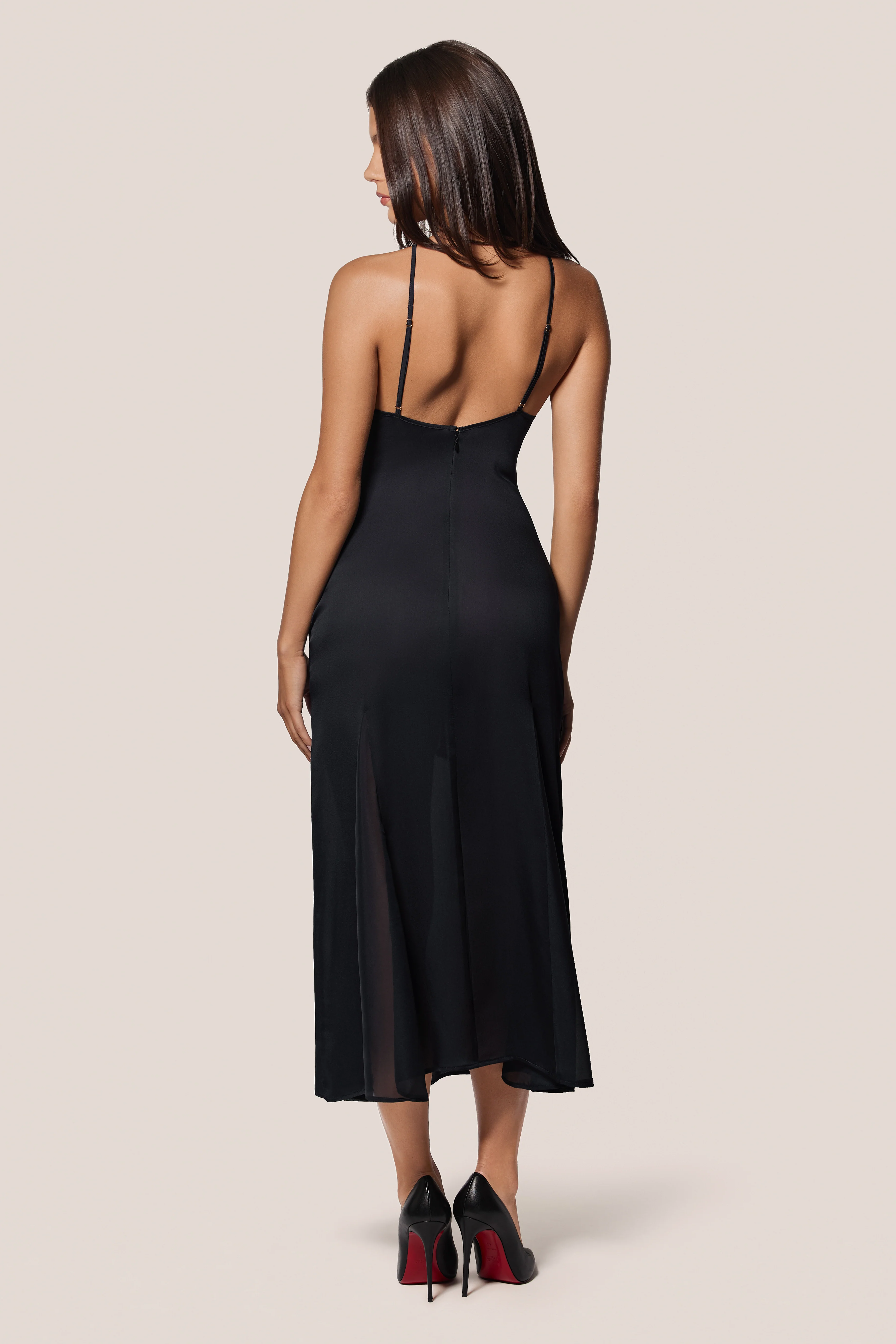 SOIE HALTER RUFFLE MIDI DRESS - Image 3