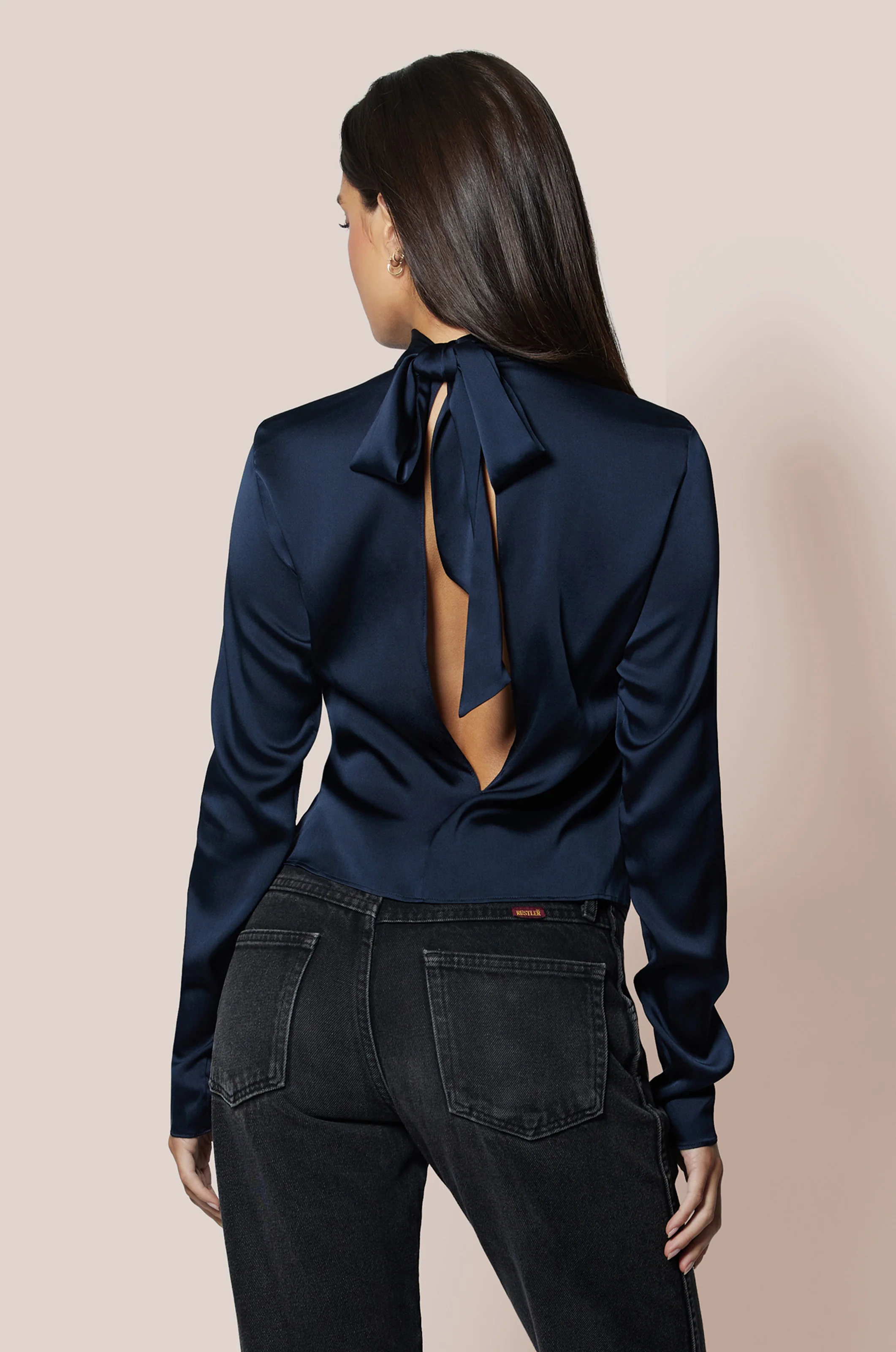 SOIE LONG SLEEVE HALTER TIE TOP - Image 2