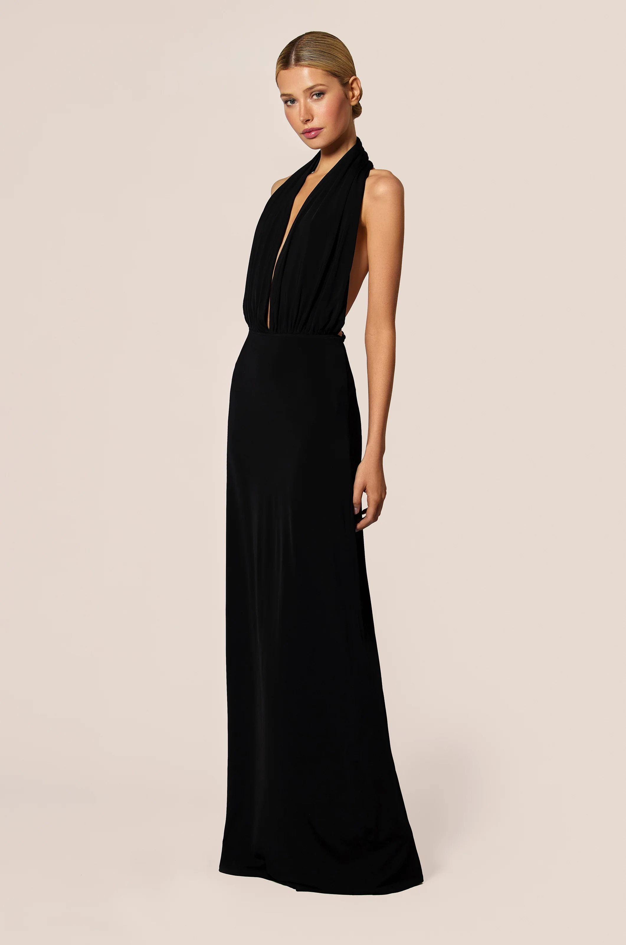 VISCOSE JERSEY HALTER GOWN
