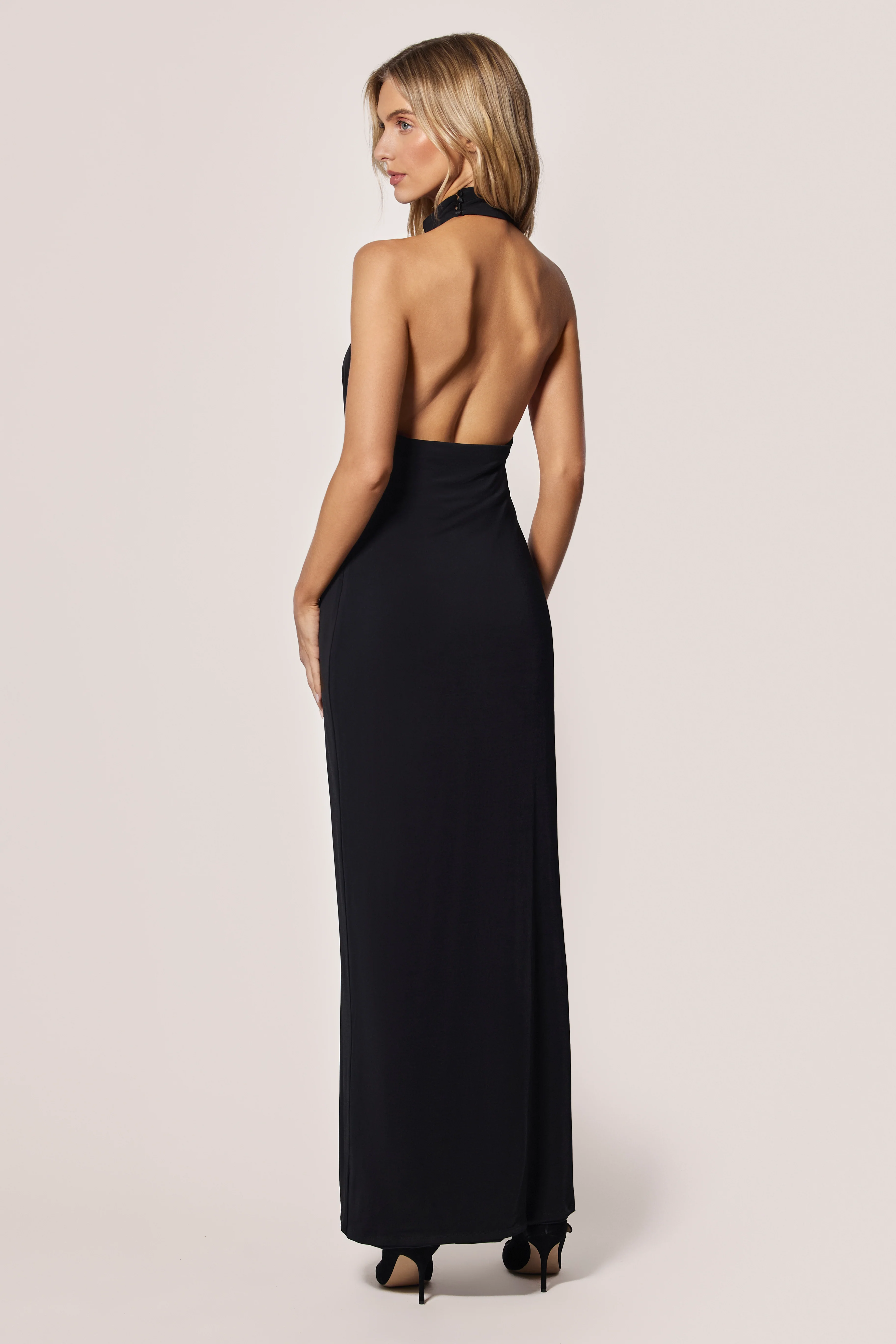 VISCOSE JERSEY HALTER LONG DRESS - Image 3